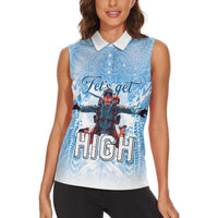 New Zealand Sky Diving Women Sleeveless Polo Shirt Lets Get High LT05 - Polynesian Pride