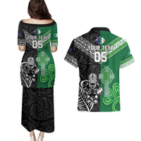 New Zealand And Ireland Rugby Custom Couples Matching Puletasi and Hawaiian Shirt Maori Tiki With Shamrock