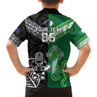 New Zealand And Ireland Rugby Custom Family Matching Summer Maxi Dress and Hawaiian Shirt Maori Tiki With Shamrock