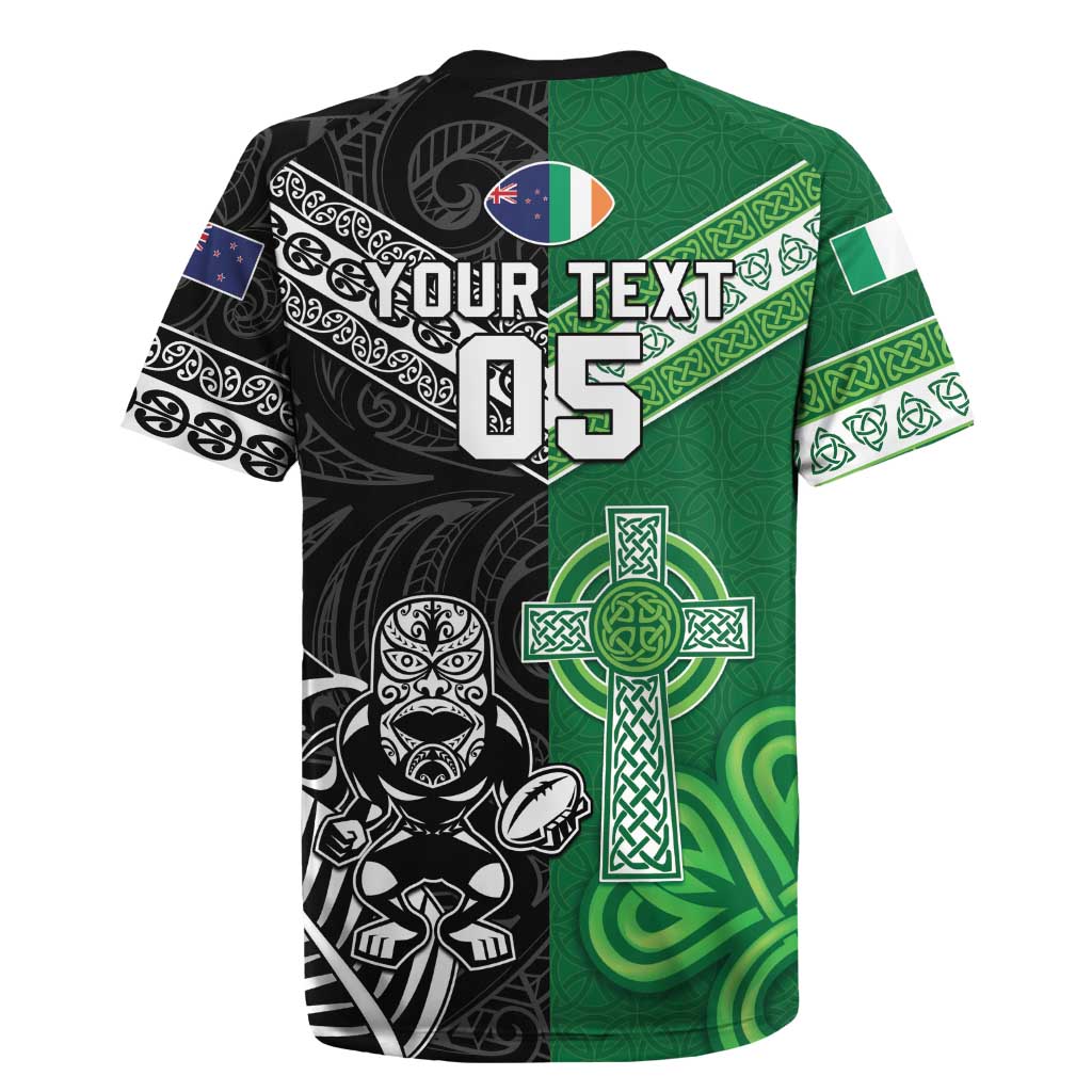New Zealand And Ireland Rugby Custom Rugby Jersey Maori Tiki With Shamrock LT05 - Polynesian Pride
