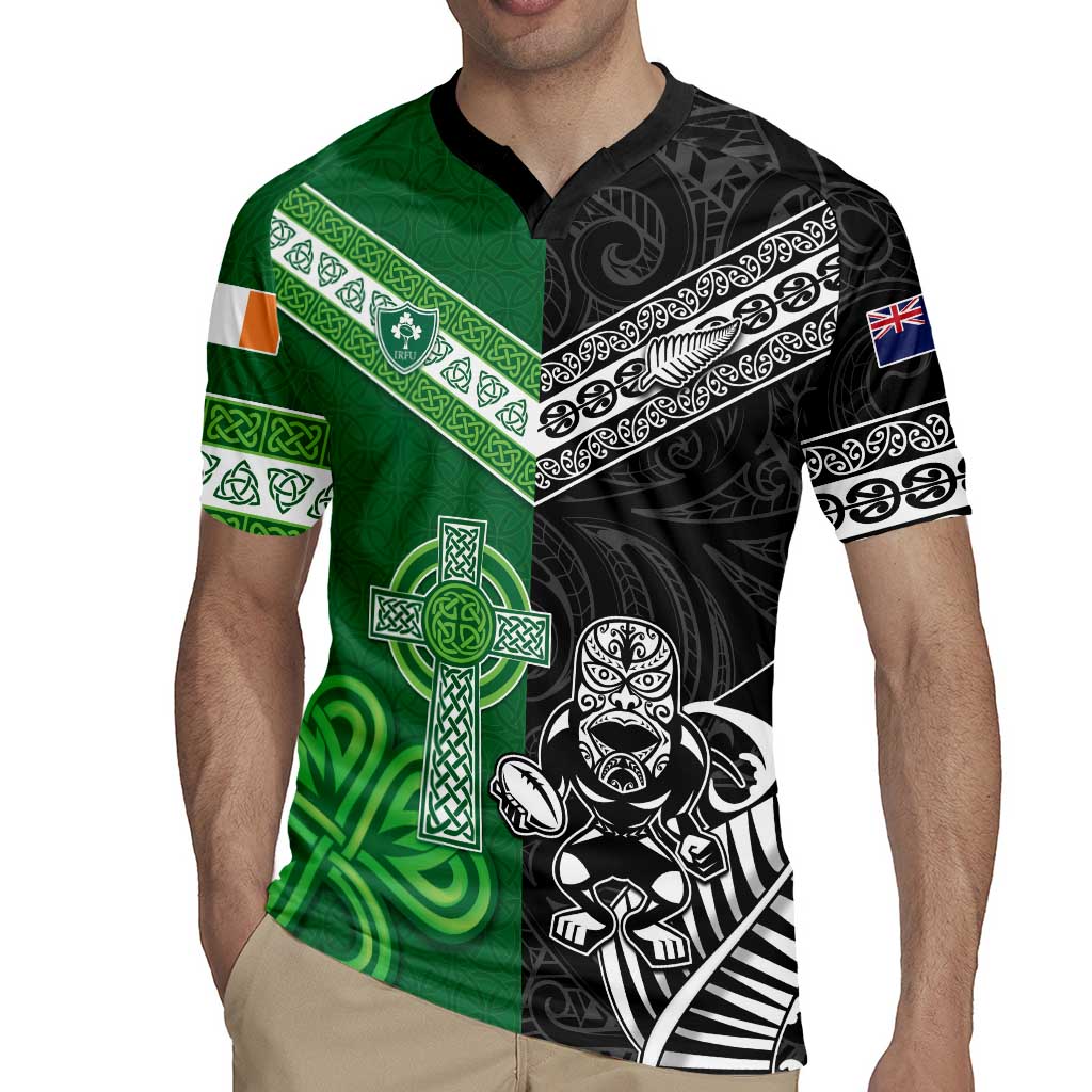 New Zealand And Ireland Rugby Custom Rugby Jersey Maori Tiki With Shamrock LT05 - Polynesian Pride