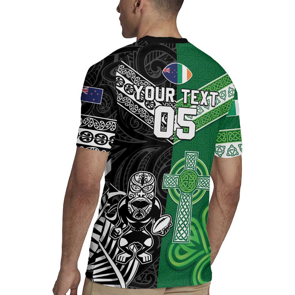 New Zealand And Ireland Rugby Custom Rugby Jersey Maori Tiki With Shamrock LT05 - Polynesian Pride