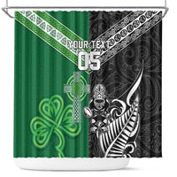 New Zealand And Ireland Rugby Custom Shower Curtain Maori Tiki With Shamrock