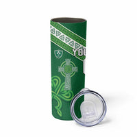 New Zealand And Ireland Rugby Custom Skinny Tumbler Maori Tiki With Shamrock LT05 - Polynesian Pride
