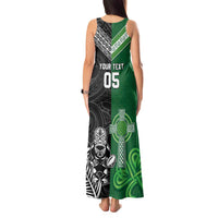 New Zealand And Ireland Rugby Custom Tank Maxi Dress Maori Tiki With Shamrock
