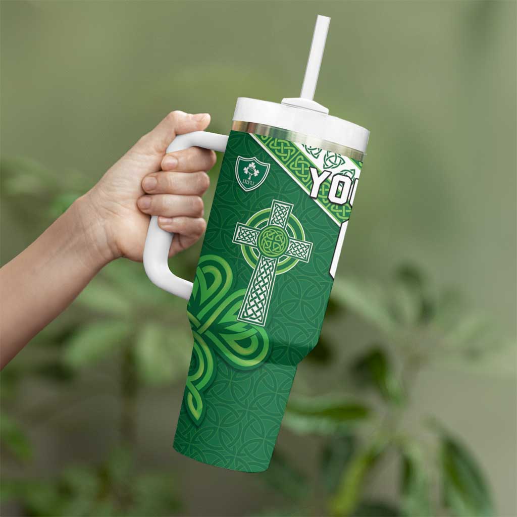New Zealand And Ireland Rugby Custom Tumbler With Handle Maori Tiki With Shamrock LT05 - Polynesian Pride