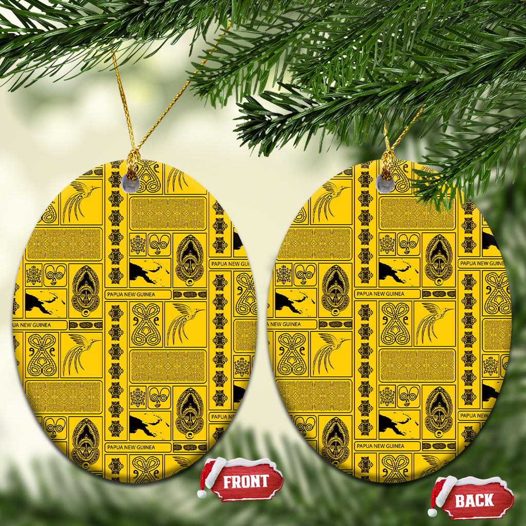 Papua New Guinea Heritage Motif Ceramic Ornament Yellow Version