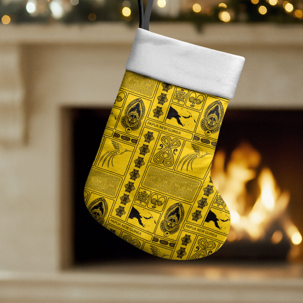 Papua New Guinea Heritage Motif Christmas Stocking Yellow Version