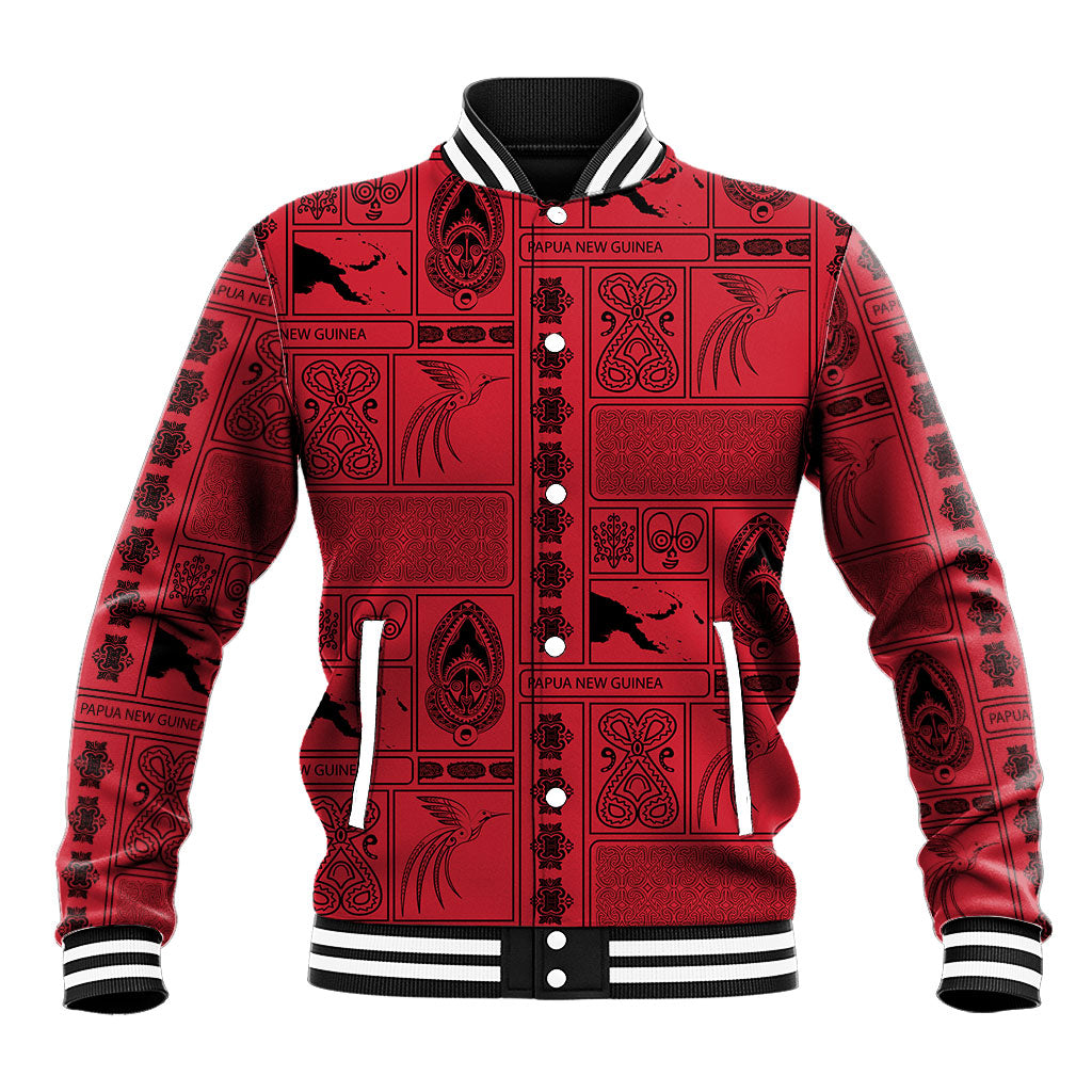 Papua New Guinea Heritage Motif Baseball Jacket Red Version