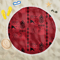 Papua New Guinea Heritage Motif Beach Blanket Red Version LT05 One Size 150cm Red - Polynesian Pride