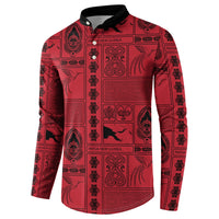 Papua New Guinea Heritage Motif Button Sweatshirt Red Version LT05 - Polynesian Pride