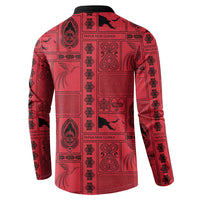 Papua New Guinea Heritage Motif Button Sweatshirt Red Version LT05 - Polynesian Pride