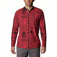 Papua New Guinea Heritage Motif Button Sweatshirt Red Version LT05 - Polynesian Pride