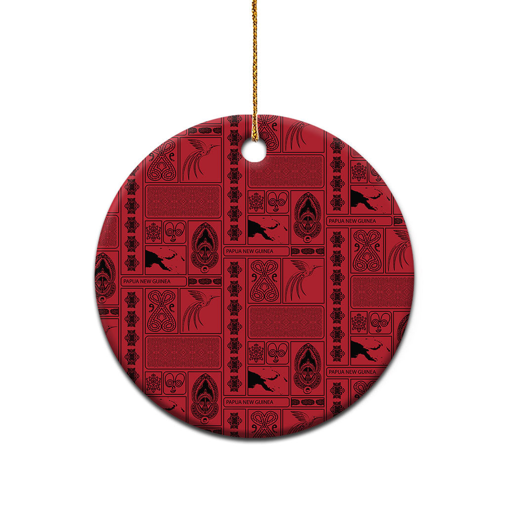 Papua New Guinea Heritage Motif Ceramic Ornament Red Version