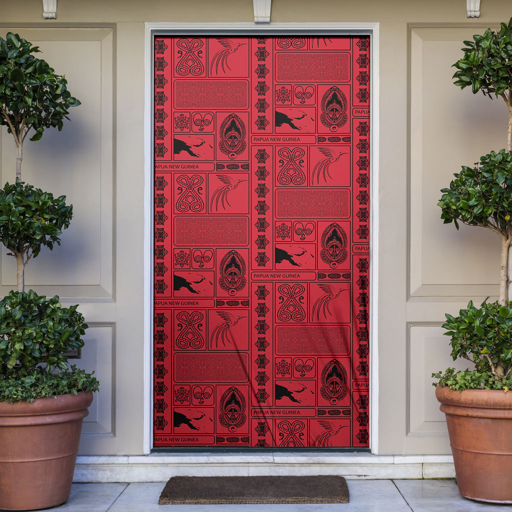 Papua New Guinea Heritage Motif Door Cover Red Version