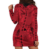 Papua New Guinea Heritage Motif Hoodie Dress Red Version LT05 - Polynesian Pride