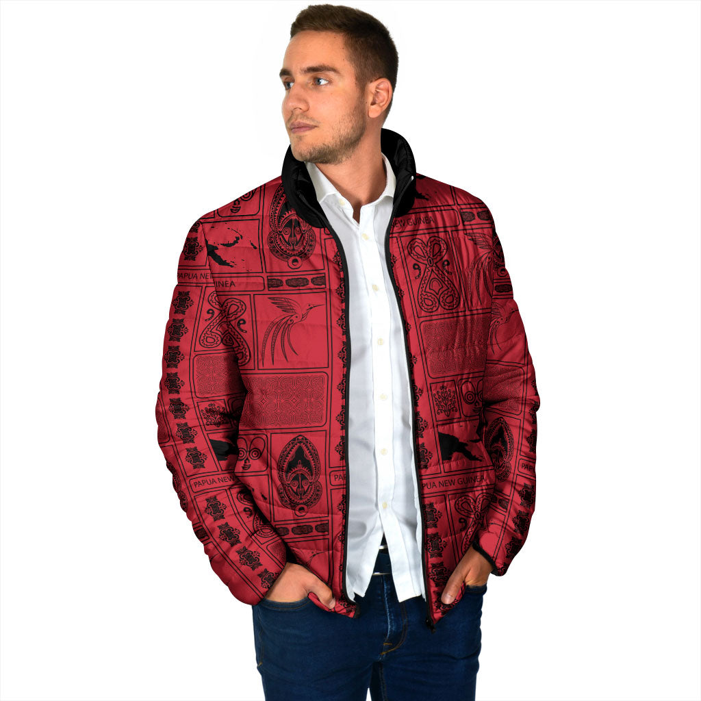 Papua New Guinea Heritage Motif Padded Jacket Red Version LT05 - Polynesian Pride