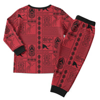 Papua New Guinea Heritage Motif Christmas Pajama Set Red Version