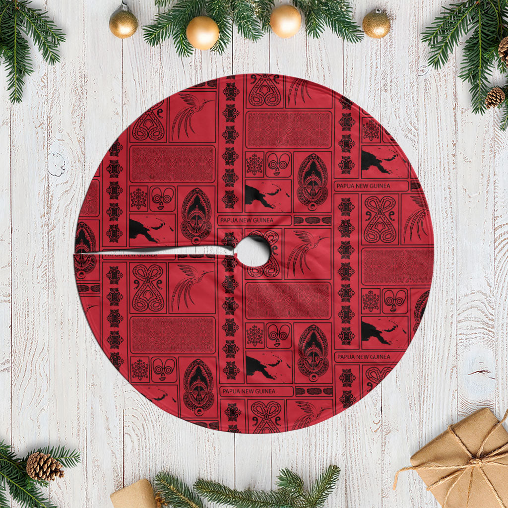 Papua New Guinea Heritage Motif Tree Skirt Red Version