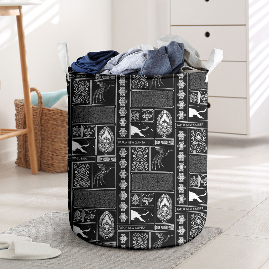 Papua New Guinea Heritage Motif Laundry Basket Black Version