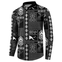 Papua New Guinea Heritage Motif Button Sweatshirt Black Version LT05 - Polynesian Pride