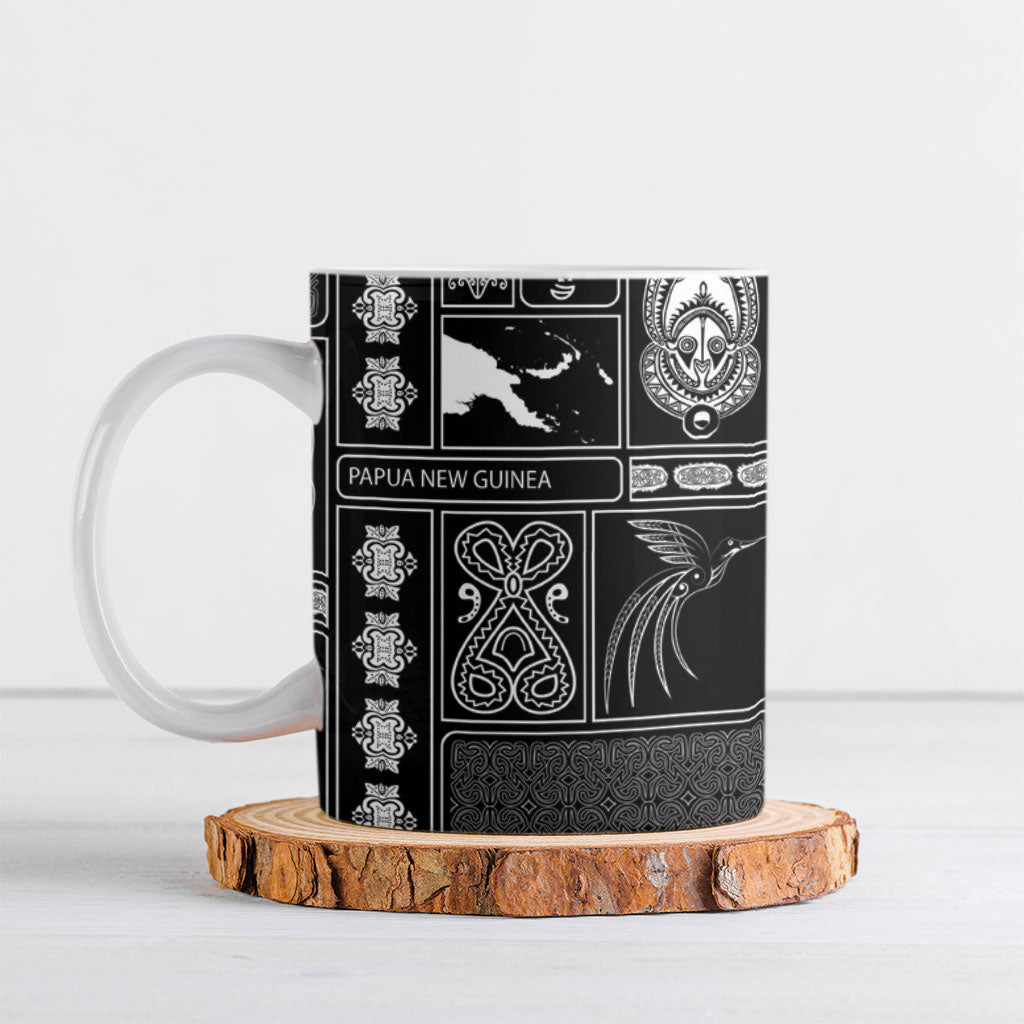 Papua New Guinea Heritage Motif Ceramic Mug Black Version