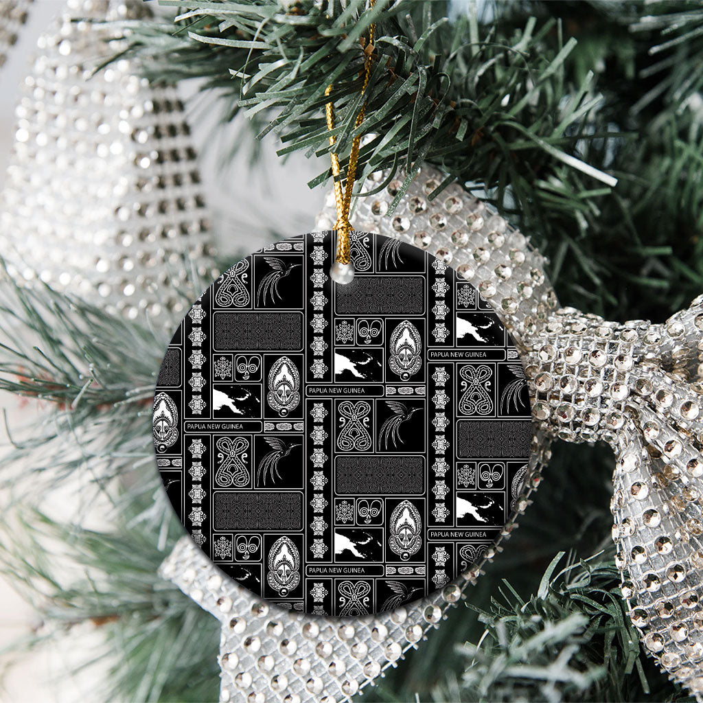 Papua New Guinea Heritage Motif Ceramic Ornament Black Version