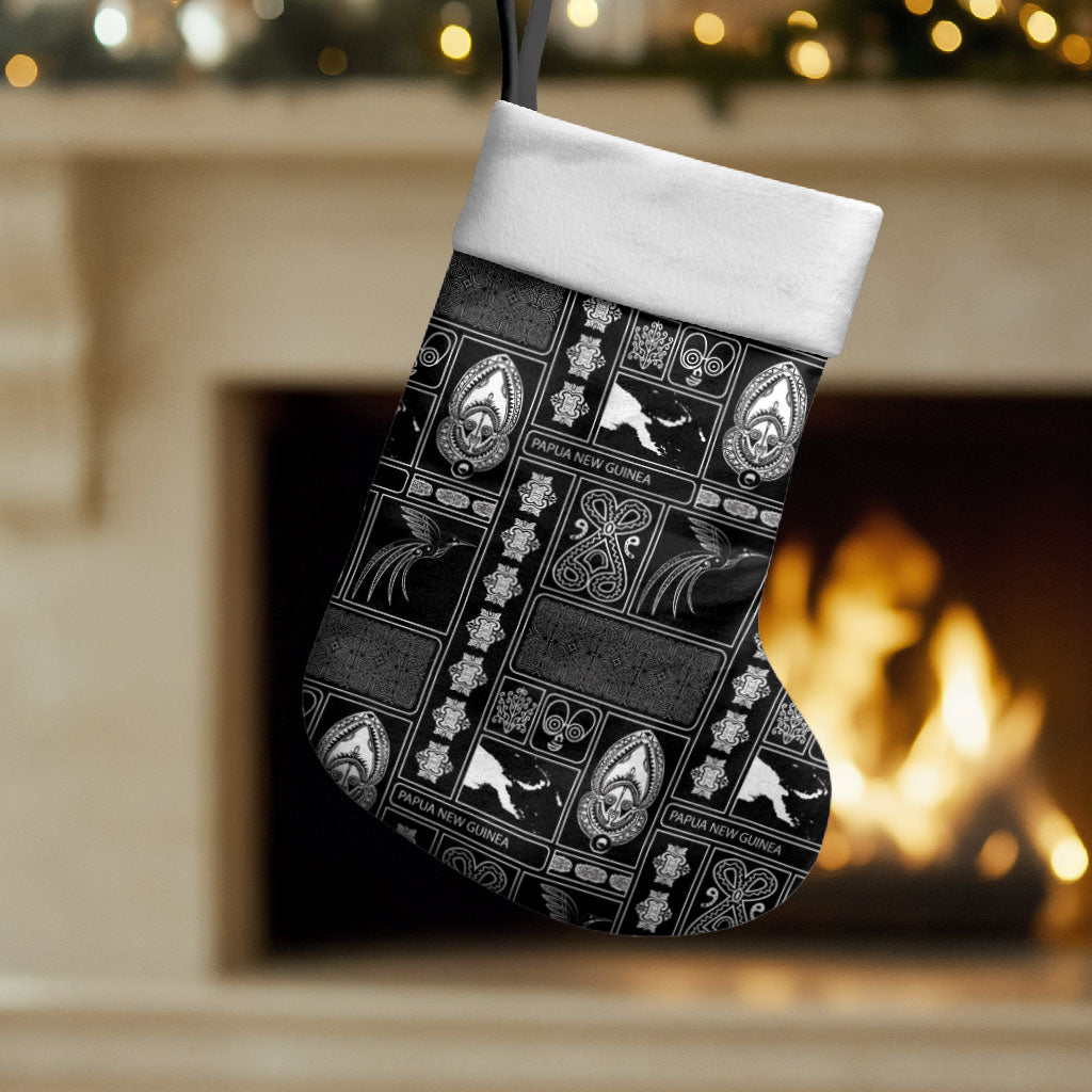 Papua New Guinea Heritage Motif Christmas Stocking Black Version