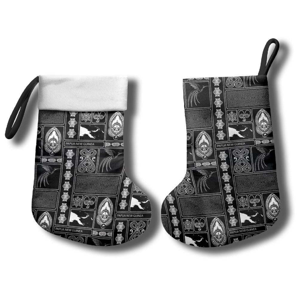 Papua New Guinea Heritage Motif Christmas Stocking Black Version