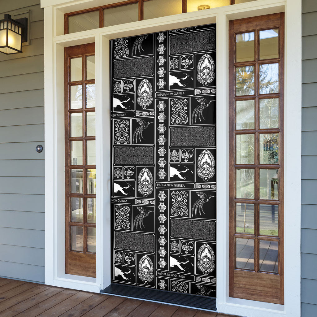 Papua New Guinea Heritage Motif Door Cover Black Version LT05 - Polynesian Pride