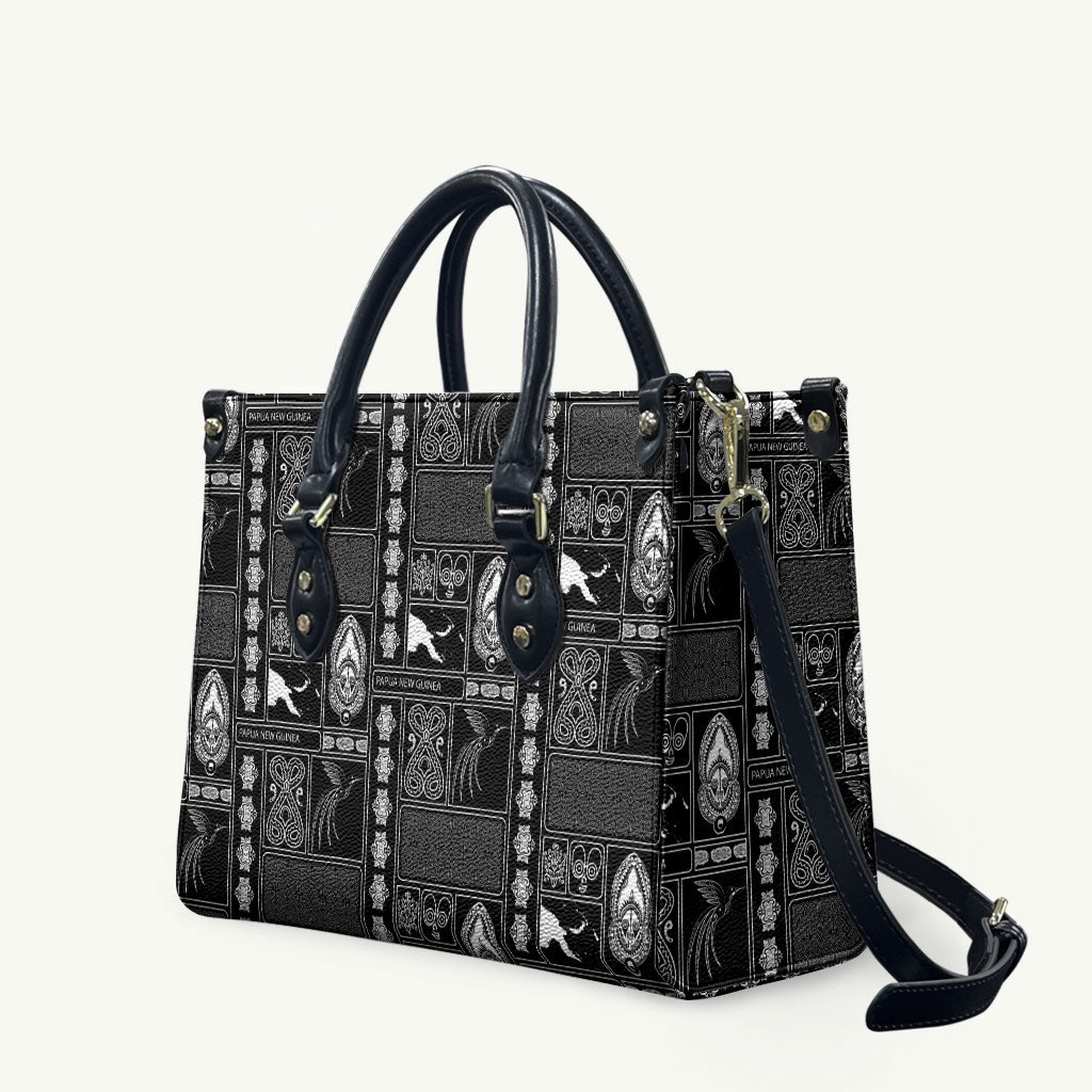 Papua New Guinea Heritage Motif Leather Bag Black Version