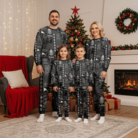 Papua New Guinea Heritage Motif Christmas Pajama Set Black Version LT05 - Polynesian Pride