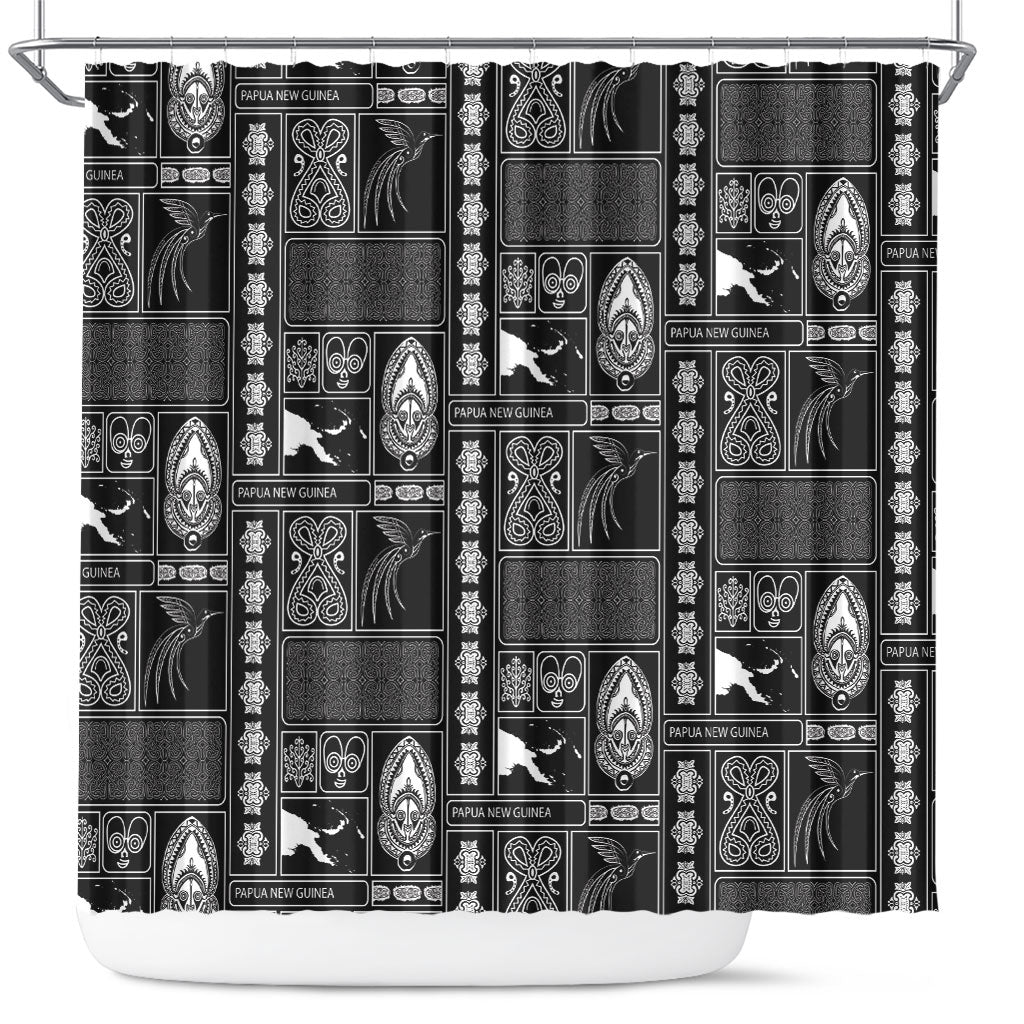 Papua New Guinea Heritage Motif Shower Curtain Black Version