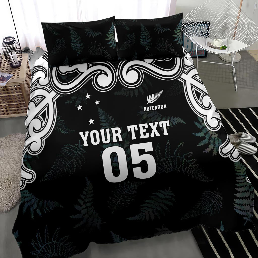 Custom New Zealand Fern Women Rugby Bedding Set Maori Pattern