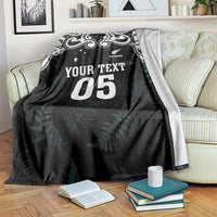Custom New Zealand Fern Women Rugby Blanket Maori Pattern LT05 Black - Polynesian Pride