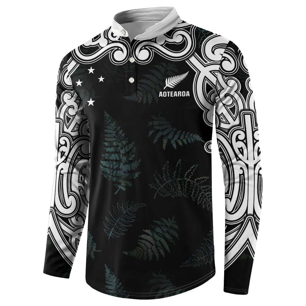 Custom New Zealand Fern Women Rugby Button Sweatshirt Maori Pattern LT05 - Polynesian Pride