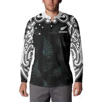 Custom New Zealand Fern Women Rugby Button Sweatshirt Maori Pattern LT05 - Polynesian Pride