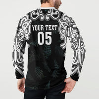 Custom New Zealand Fern Women Rugby Button Sweatshirt Maori Pattern LT05 - Polynesian Pride