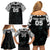 Custom New Zealand Fern Women Rugby Family Matching Off Shoulder Short Dress and Hawaiian Shirt Maori Pattern