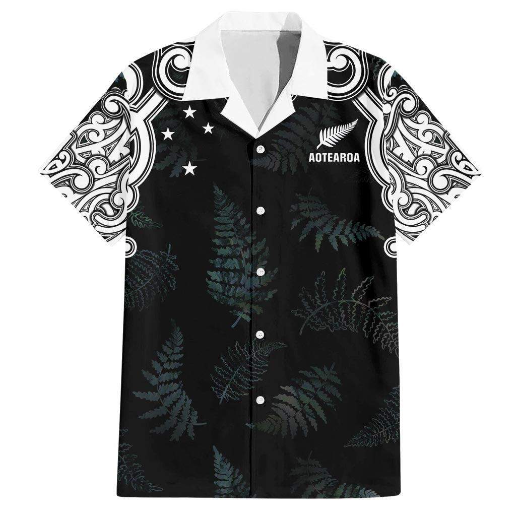 Custom New Zealand Fern Women Rugby Hawaiian Shirt Maori Pattern LT05 Black - Polynesian Pride