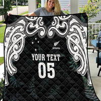 Custom New Zealand Fern Women Rugby Quilt Maori Pattern LT05 Black - Polynesian Pride