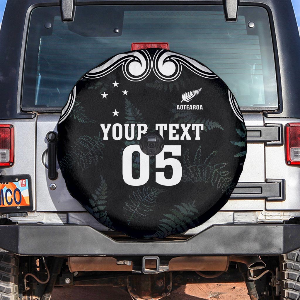 Custom New Zealand Fern Women Rugby Spare Tire Cover Maori Pattern LT05 Black - Polynesian Pride