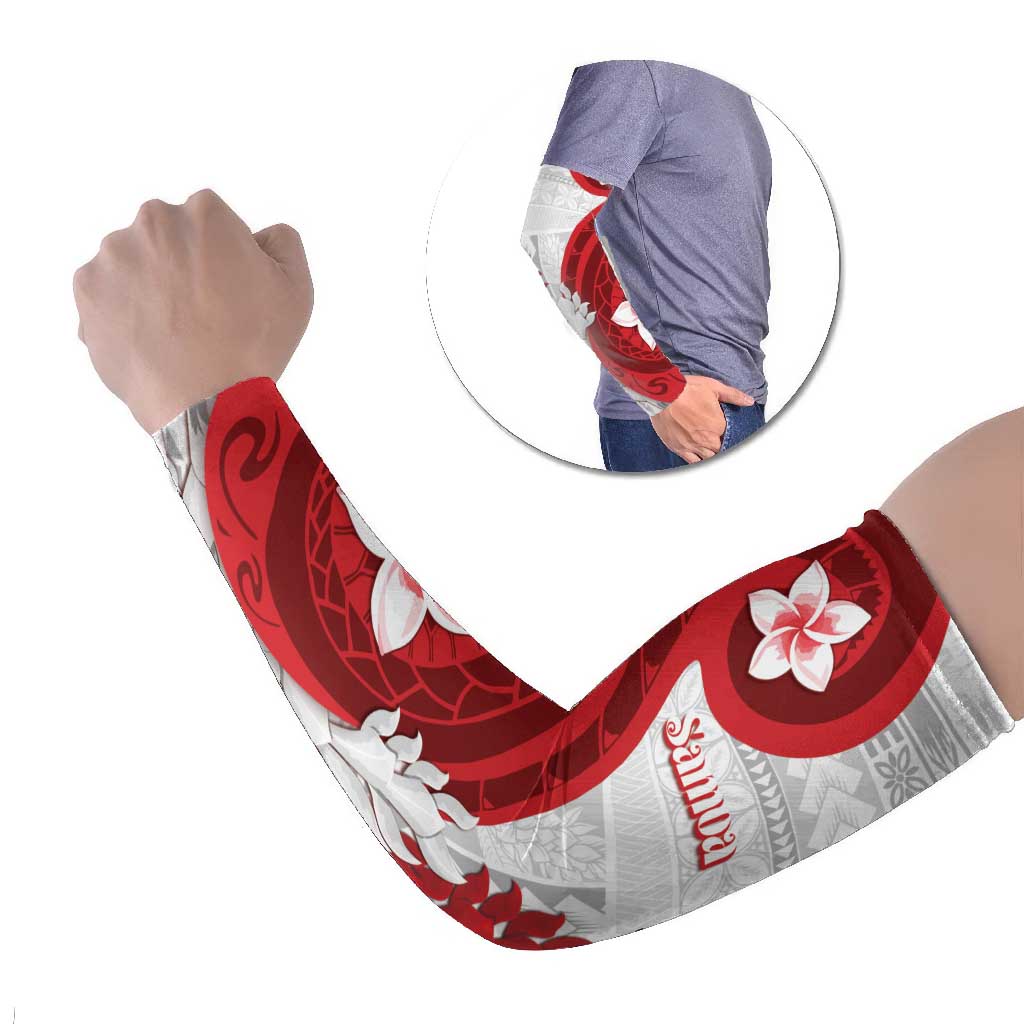 Samoa Teuila Arm Sleeves Samoan Siapo Pattern Red Version - Polynesian Pride