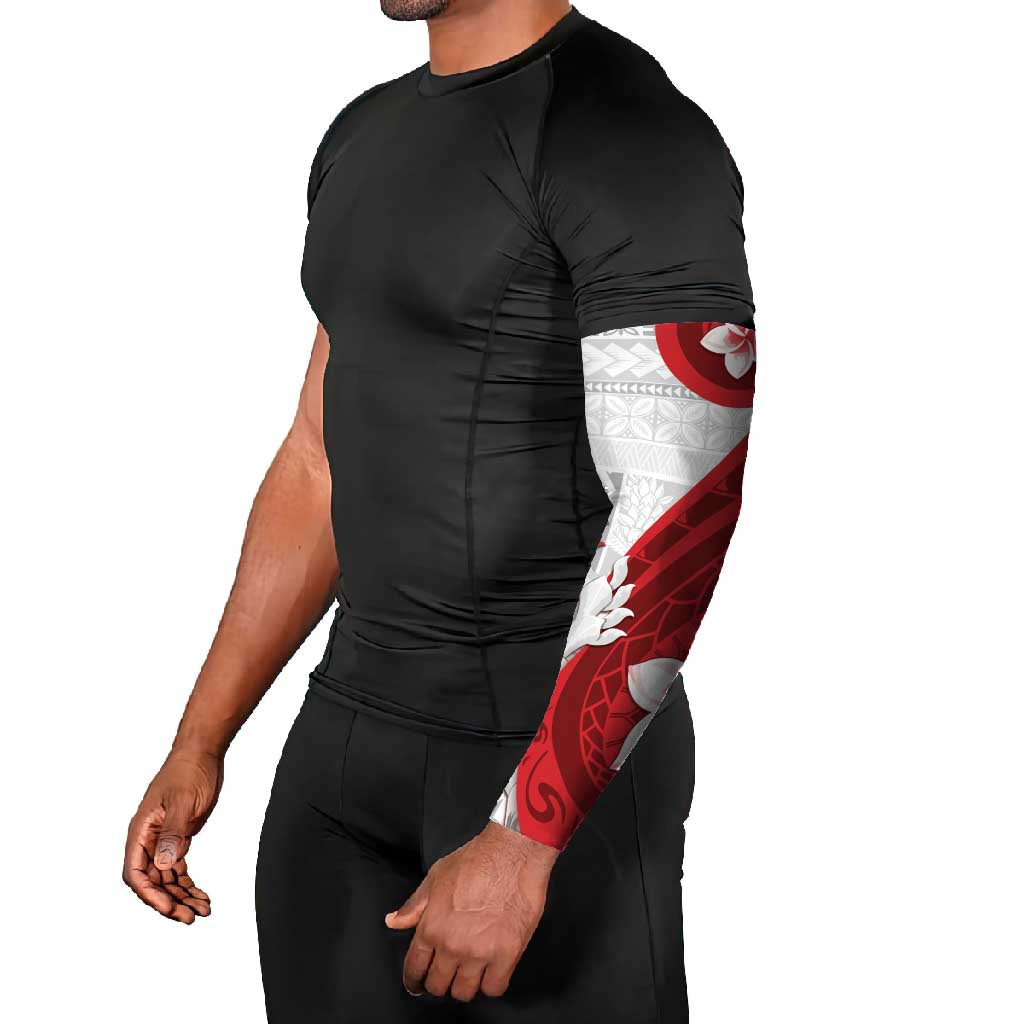 Samoa Teuila Arm Sleeves Samoan Siapo Pattern Red Version - Polynesian Pride
