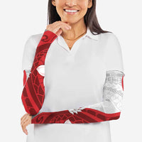 Samoa Teuila Arm Sleeves Samoan Siapo Pattern Red Version - Polynesian Pride