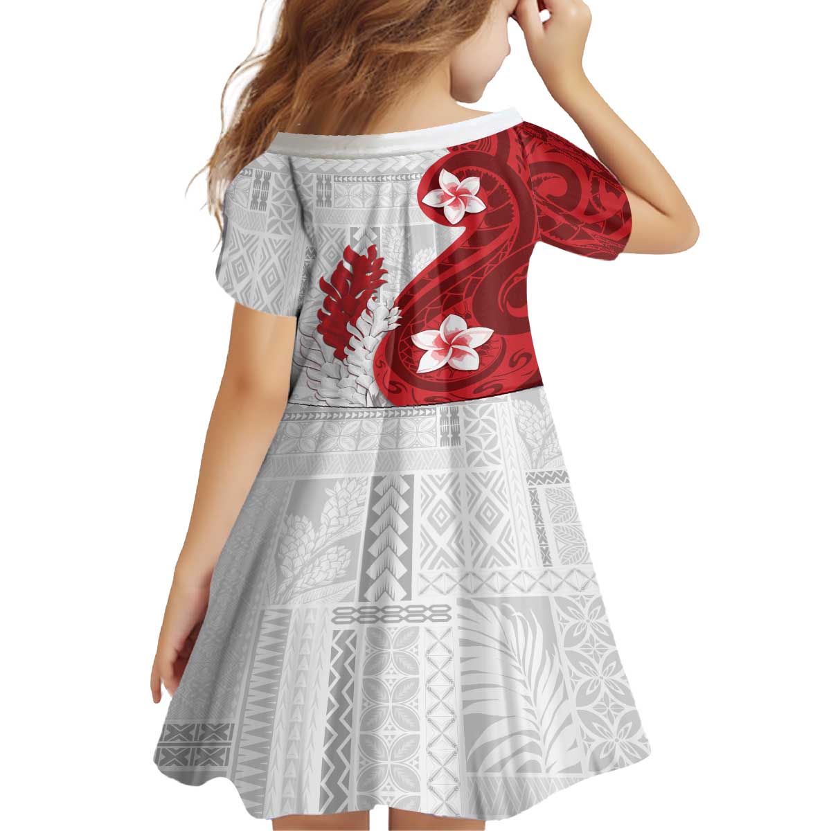 Samoa Teuila 2024 Family Matching Off The Shoulder Long Sleeve Dress and Hawaiian Shirt Samoan Siapo Pattern Red Version