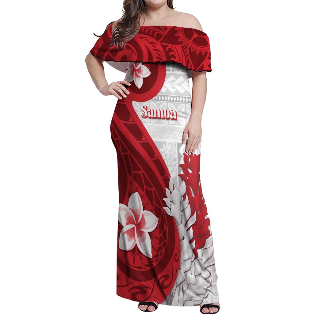 Samoa Teuila 2024 Off Shoulder Maxi Dress Samoan Siapo Pattern Red Version