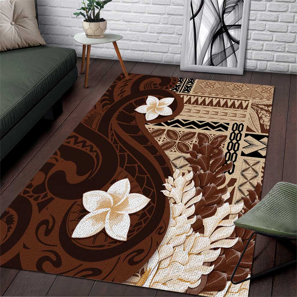 Samoa Teuila 2024 Area Rug Samoan Siapo Pattern Brown Version