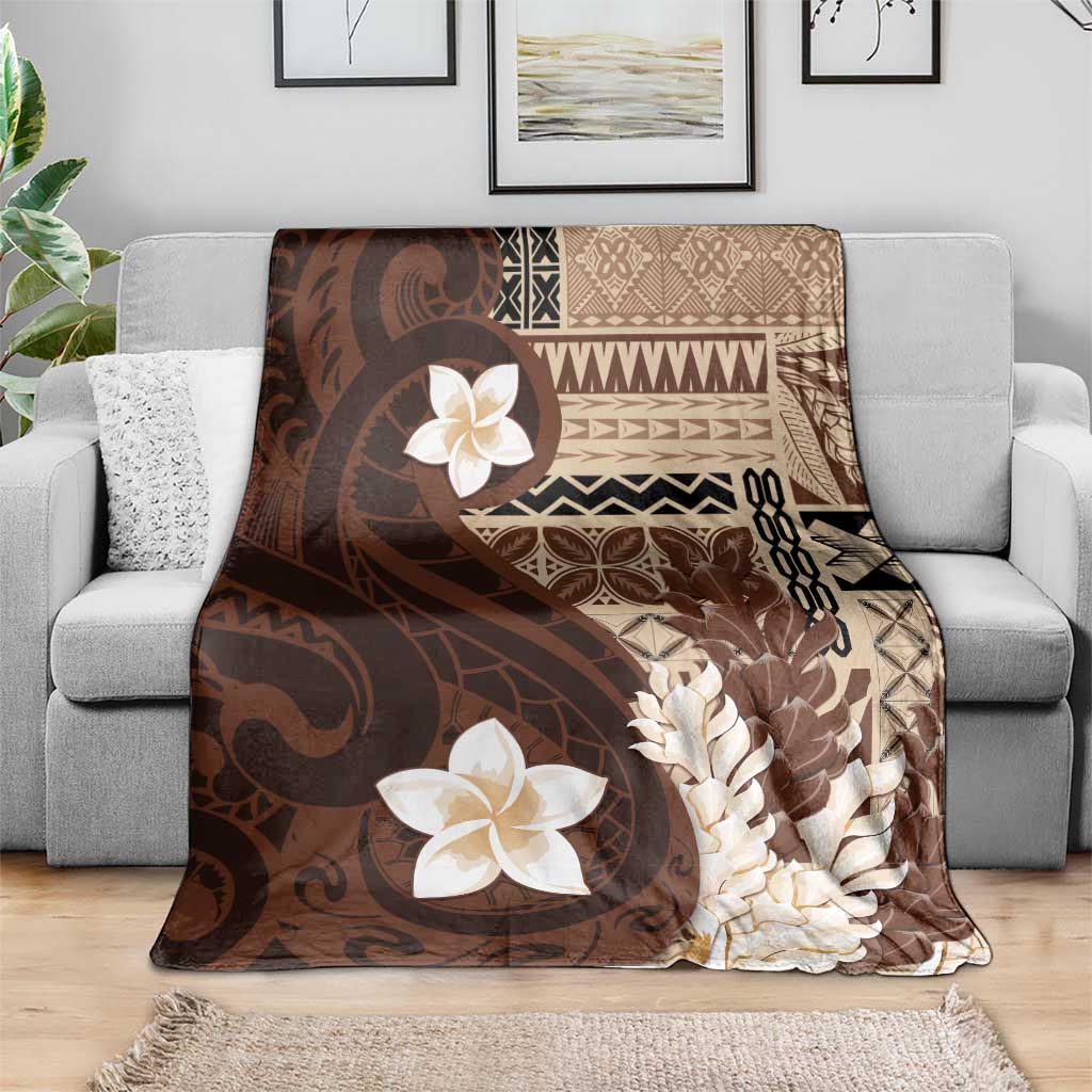 Samoa Teuila 2024 Blanket Samoan Siapo Pattern Brown Version