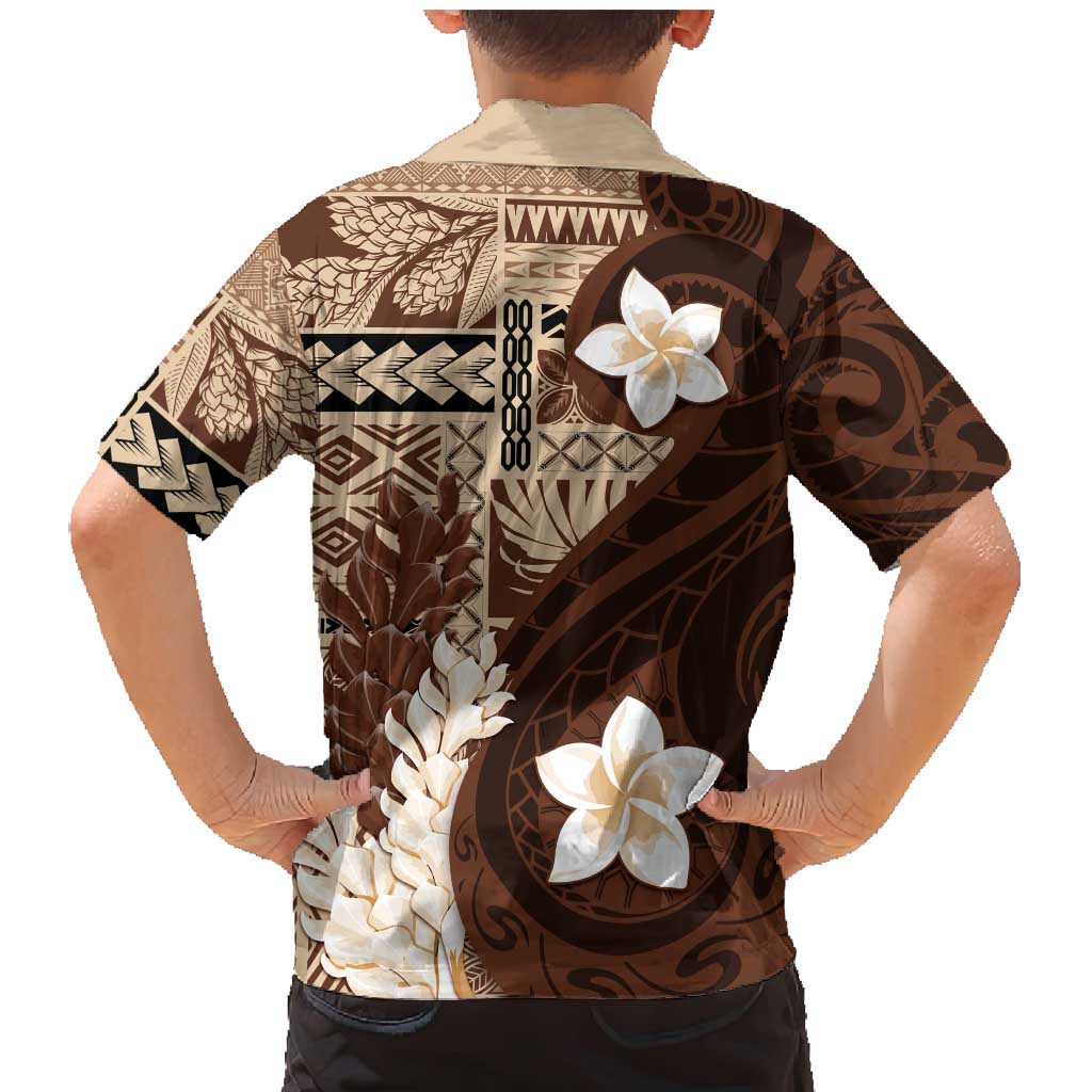 Samoa Teuila 2024 Family Matching Mermaid Dress and Hawaiian Shirt Samoan Siapo Pattern Brown Version